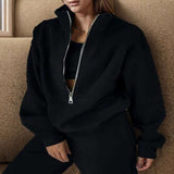Fashion Sweatshirt & Long Pants Sets - XL, Black image