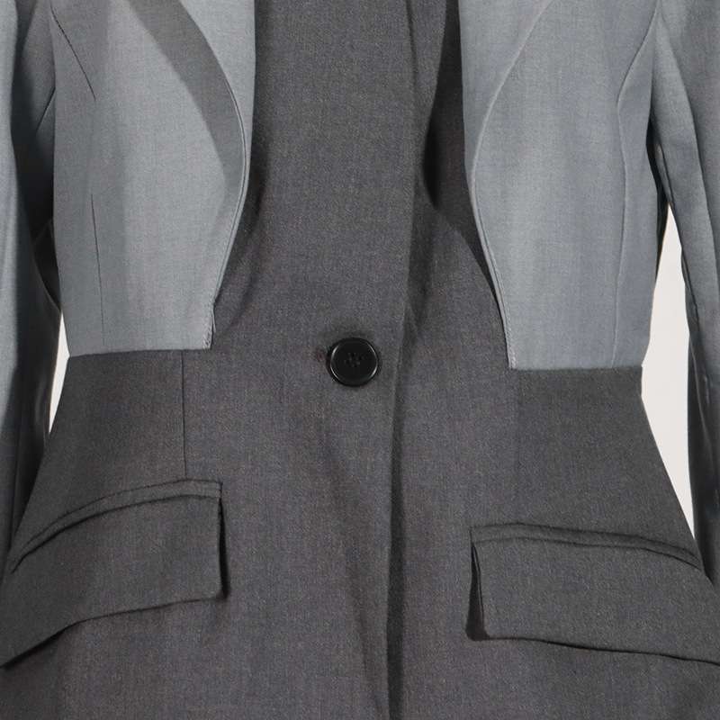 Colorblock Buckle Long Sleeve Blazers image 5