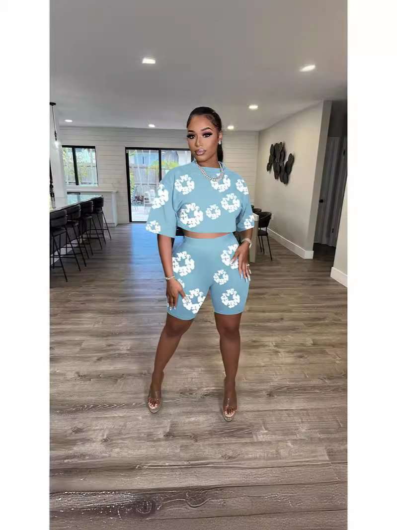 Abstract Print Two-Piece Set - M, Blue image