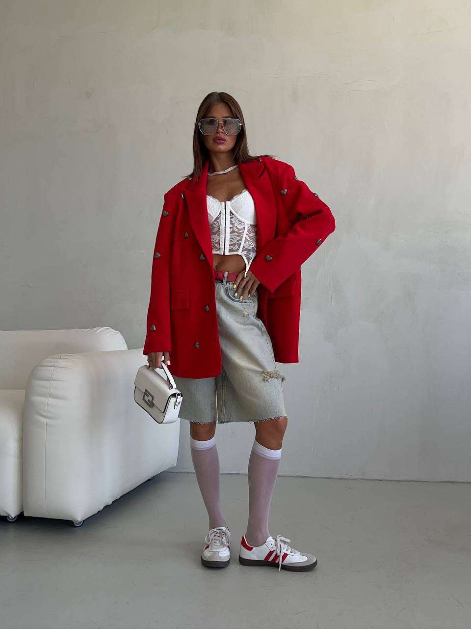 Heart-Shaped Rhinestone Studded Suit image 1