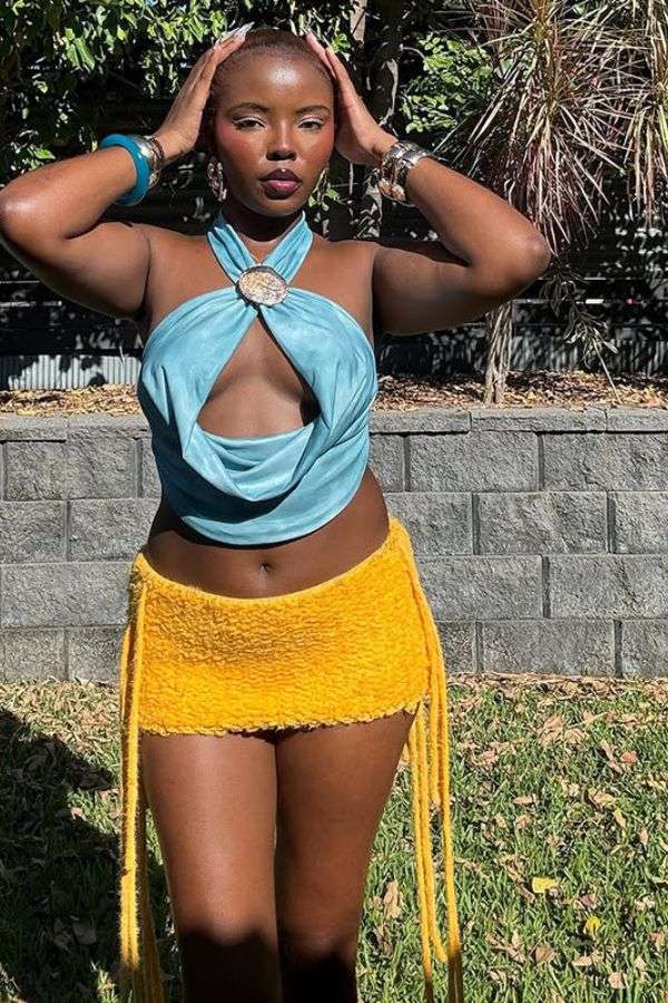 Textured Mini Skirt with Side Ties image 1