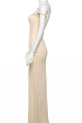 Sexy Solid Color Asymmetric Sleeveless Maxi Dress image 6