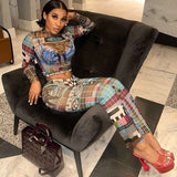 Geometric Print Crop Top High Waist Pant image 2