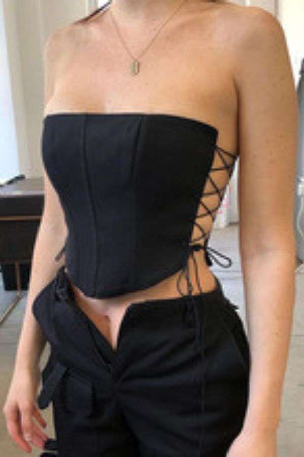 Black Strapless Corset Top image 0