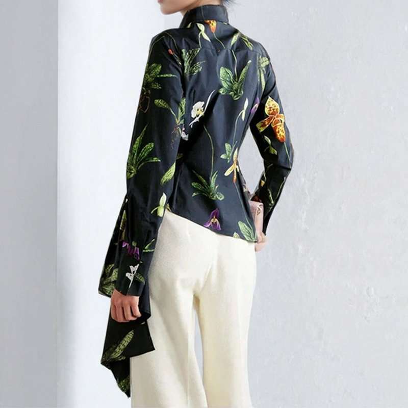 Asymmetric floral-print Shirt image 2
