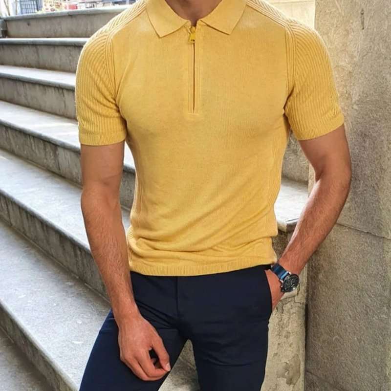 Short-Sleeve Zip Polo Shirt image 1