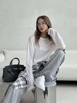 Solid Round Neck Loose Casual Top image 3