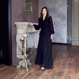 Elegant Top & Skirt Two Piece Sets - XL, Black image