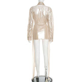 Long Sleeve Deep V Neckline Top & Skirt image 6