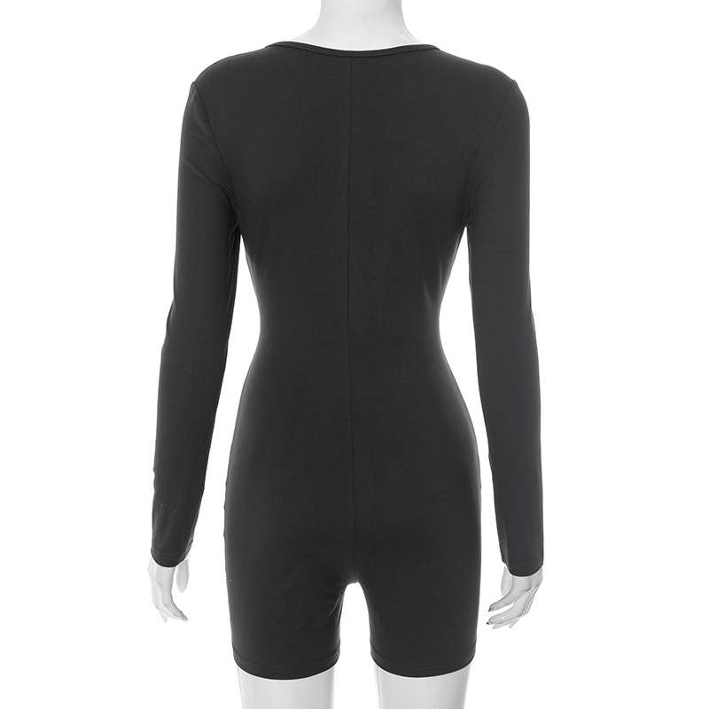 Long Sleeve Bodycon Jumpsuit with Button Detailing image 5