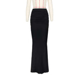 Low waist pleated straight long skirt image 6