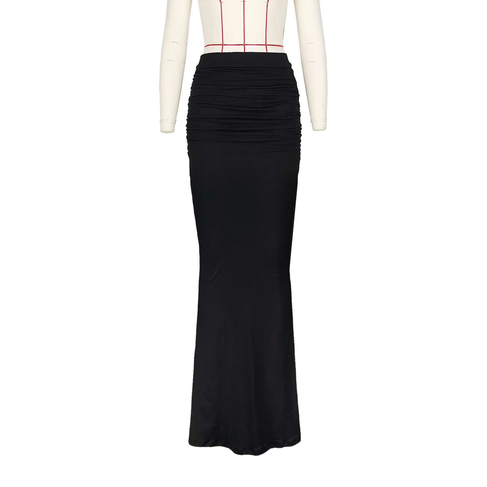 Low waist pleated straight long skirt image 6