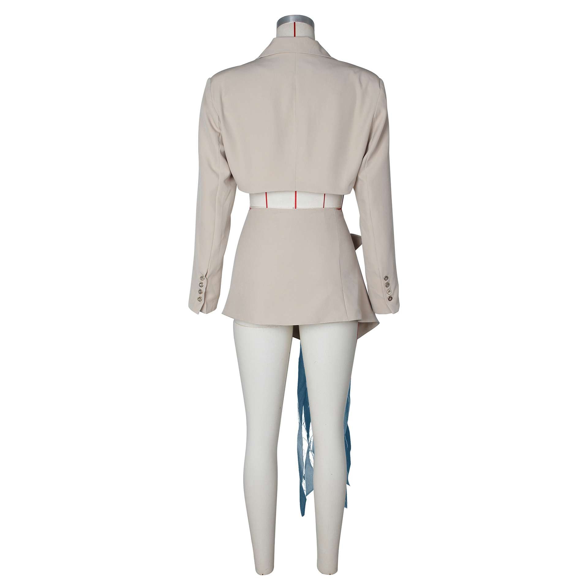 Autumn Cropped Blazer Suit and Lace-Up Skirt Set image 6