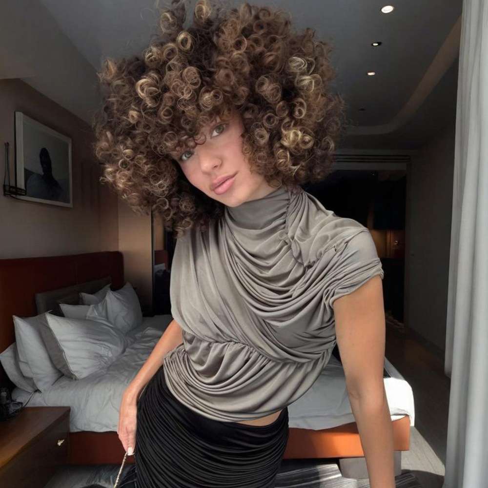 Elegant Grey Draped Top image 2