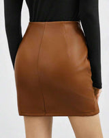 Faux Leather Mini Skirt with Asymmetric Zipper image 4
