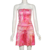 Tie-Dye Strapless Crop Top & Ruffled Mini Skirt Set image 3