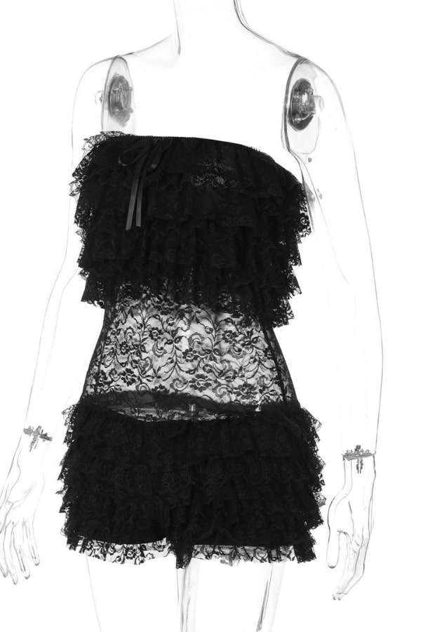 Midnight Elegance Lace Strapless Romper image 4