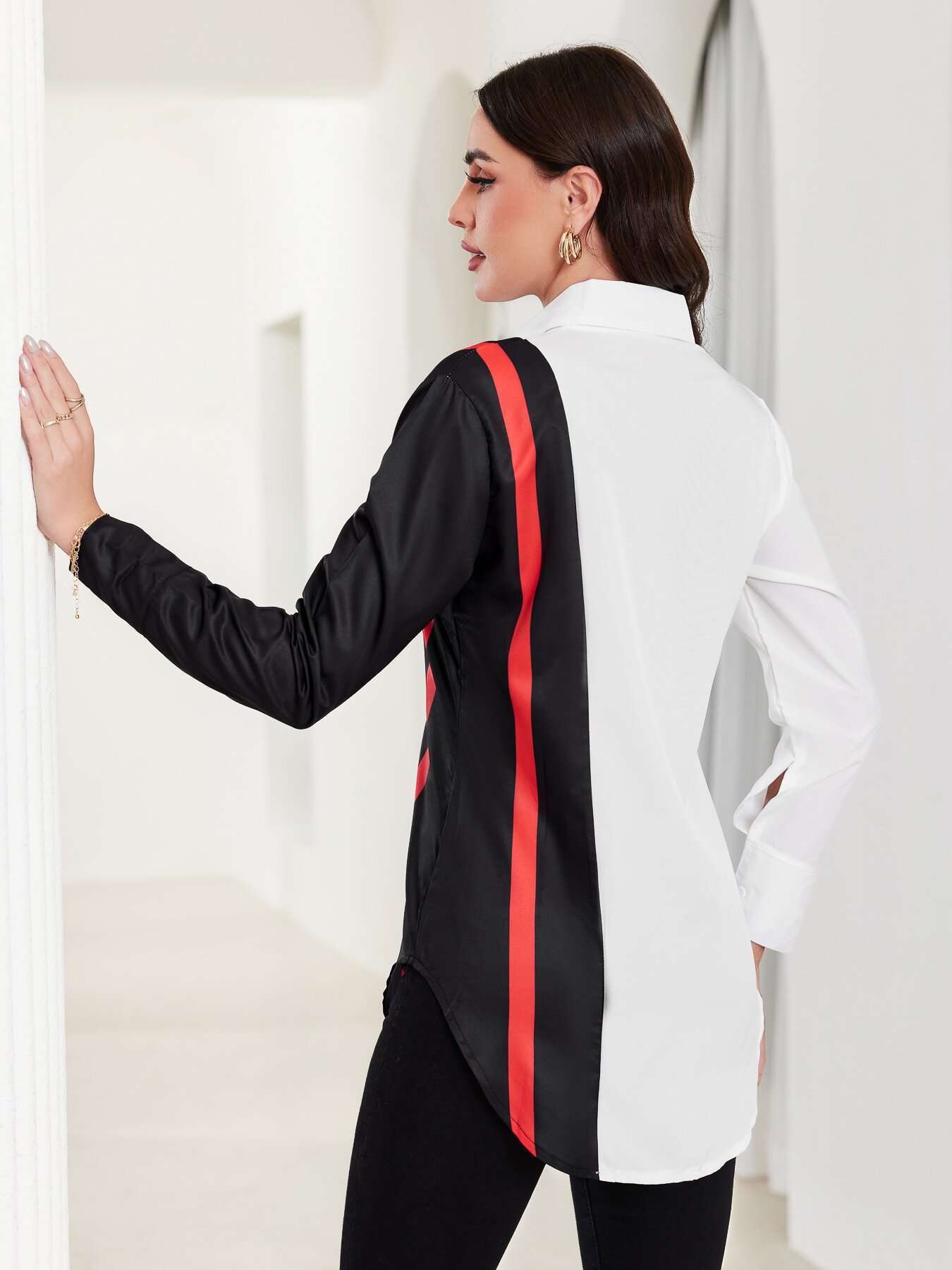 Striped Shirt Casual Colar, Long Sleeve, Button Front Shirt image 2