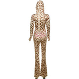 Leopard Print Hooded Crop Tops Pants Set image 5