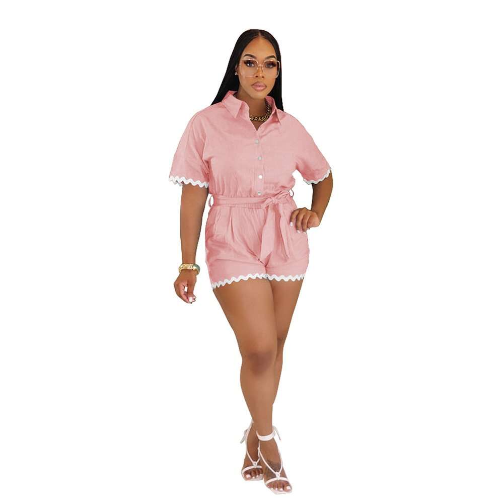Button-Up Romper - S, Pink image