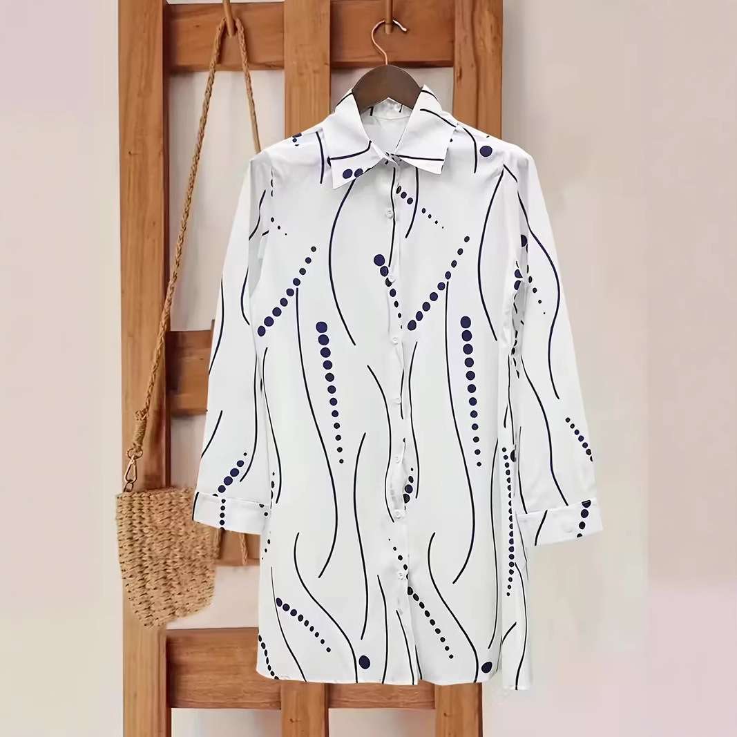Button-Down Dress with Abstract Pattern image 2