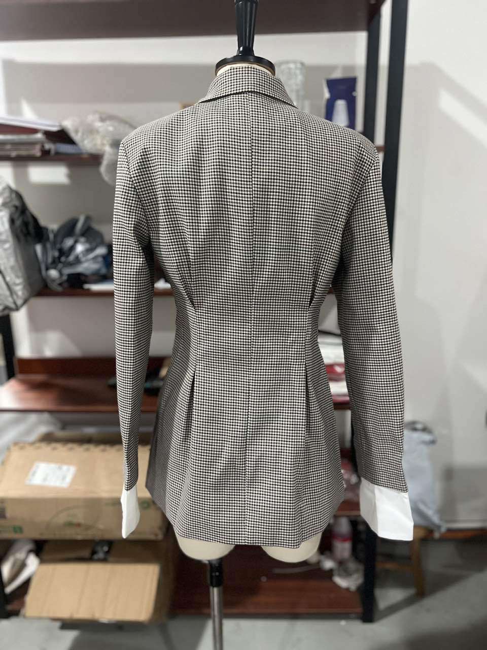 Classic Checkered Jacket  Oversized Cuffs image 6