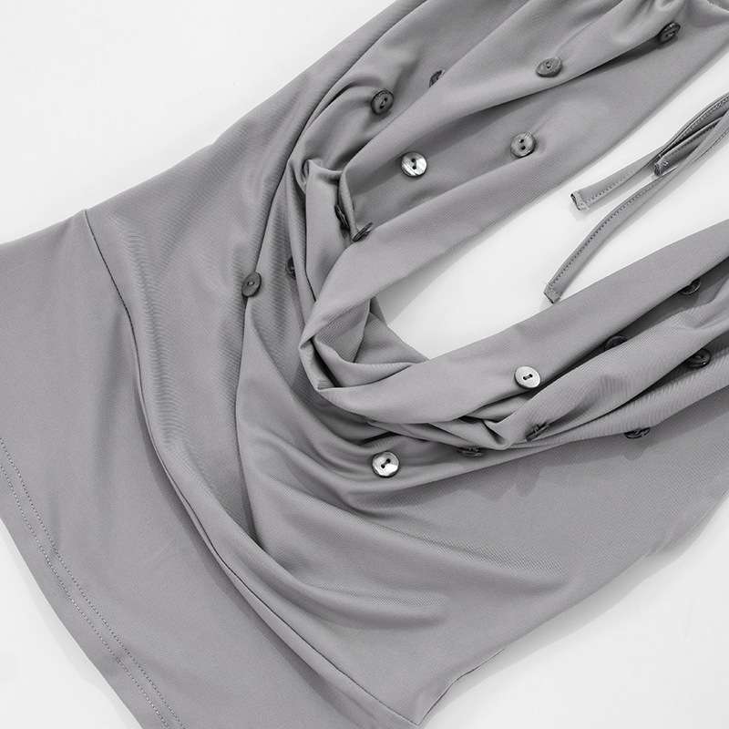 Halter Top with Button Detailing image 3