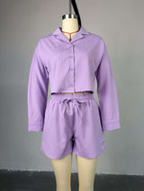 Textured Button-Up Shirt & Shorts Co-ord Set image 4