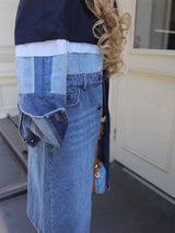 Layered Denim and Blazer Long Coat image 3