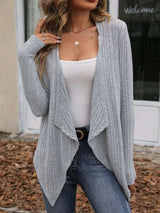 Cozy Gray Open-Front Ribbed Cardigan image 1