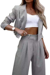 Fashion Straight Pants Suit - M, Grey image