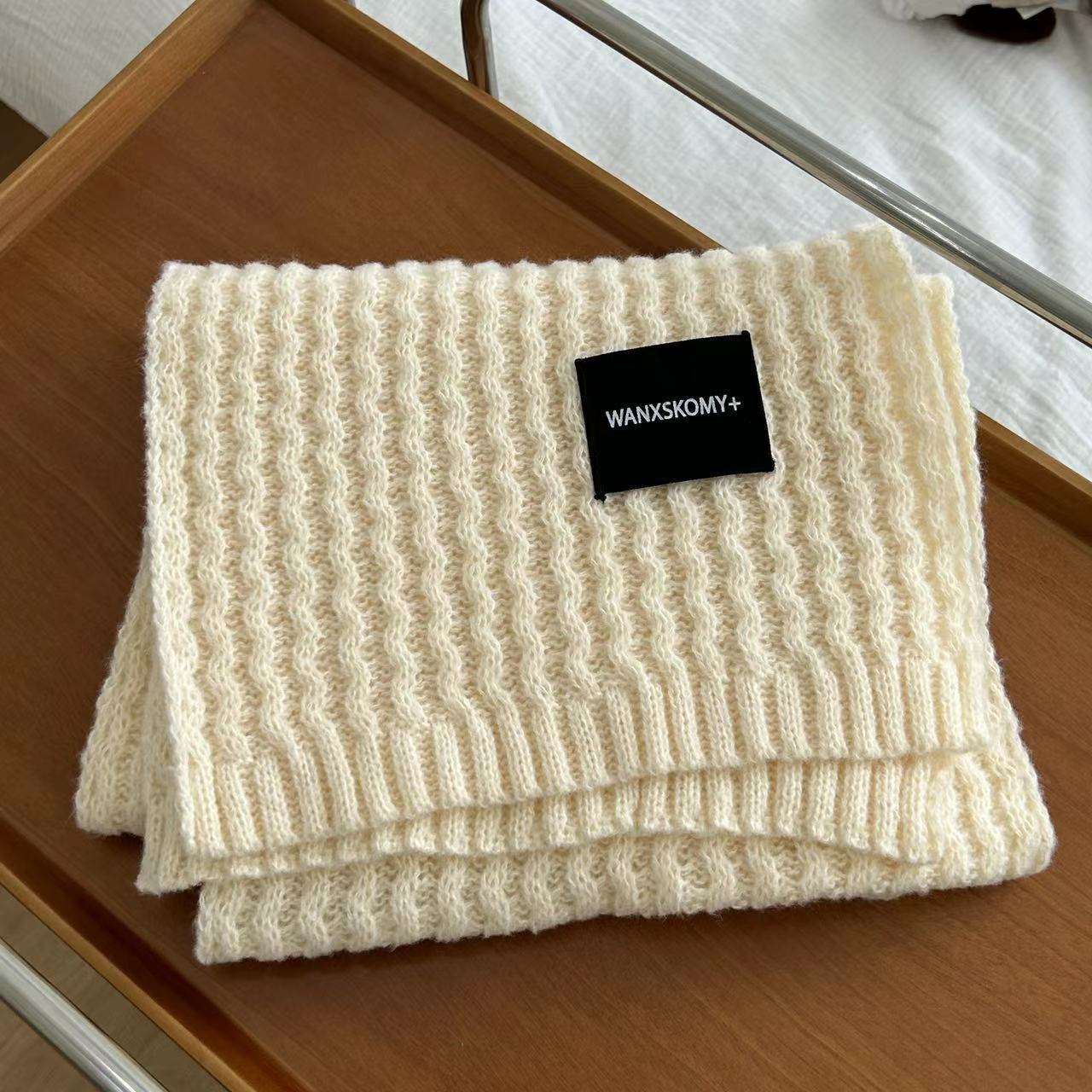 Solid Knitted Warn Winter Scarf image 3