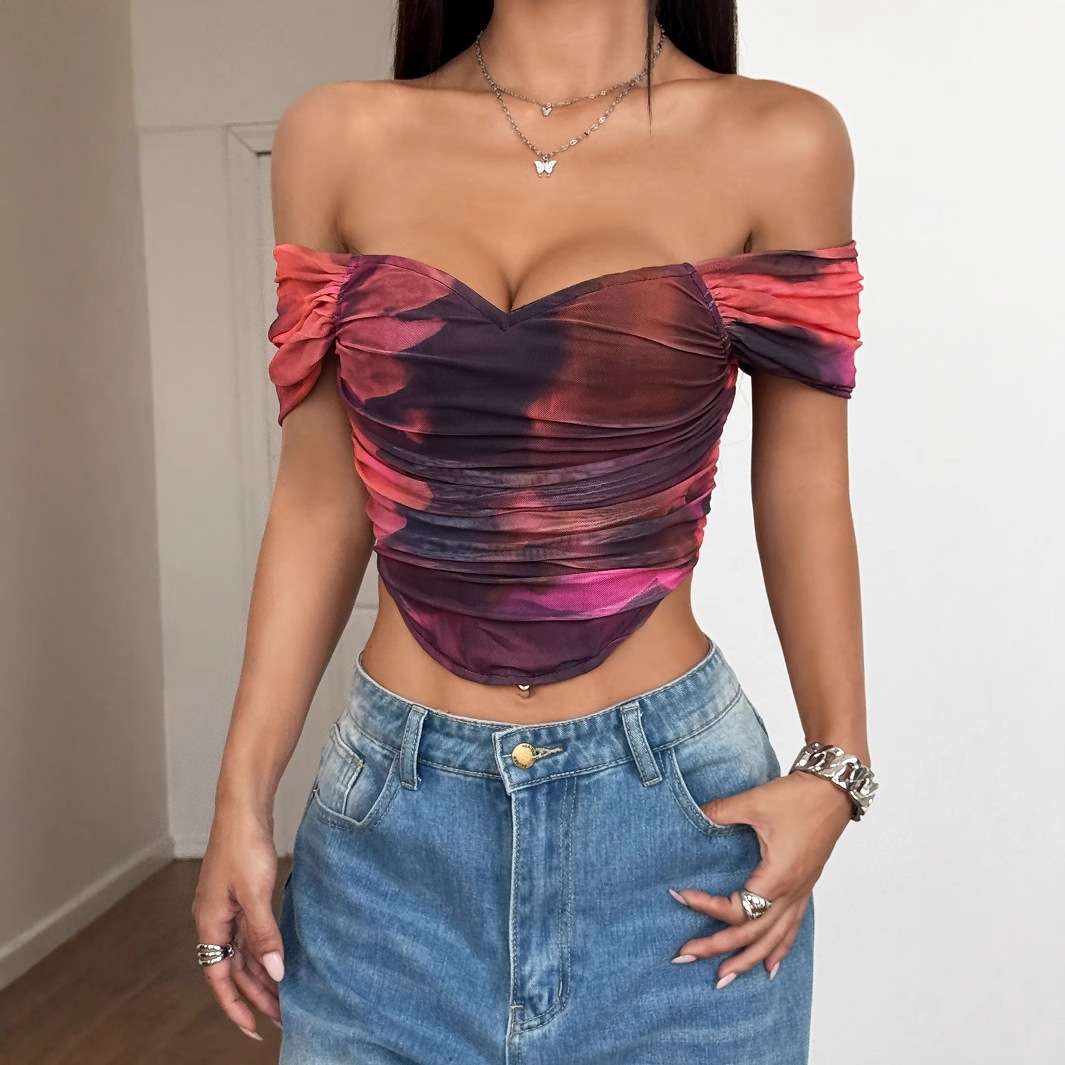 Off-Shoulder Tie-Dye Crop Top image 2