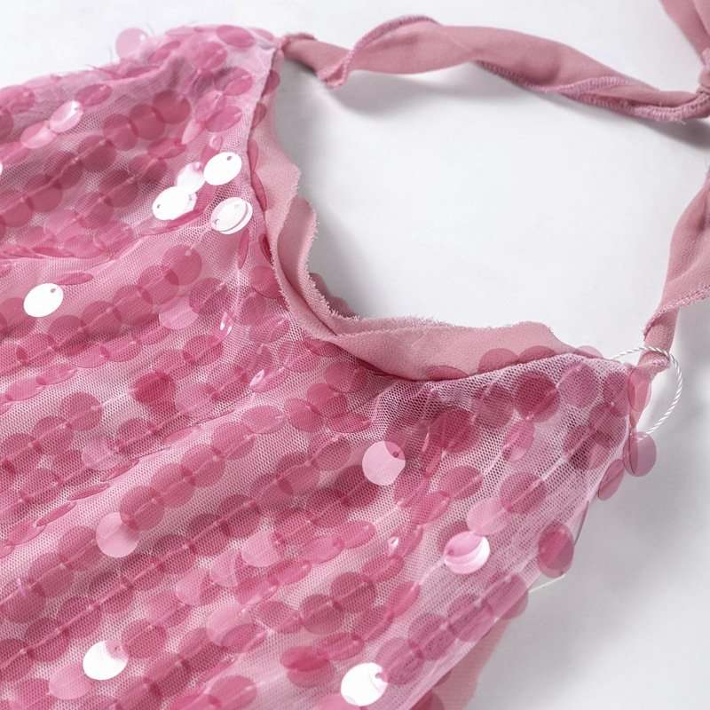 Pink Sequin Halter Mini Dress image 4