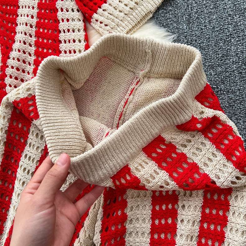 Striped Knit Set with Cardigan & Wide-Leg Pants image 8