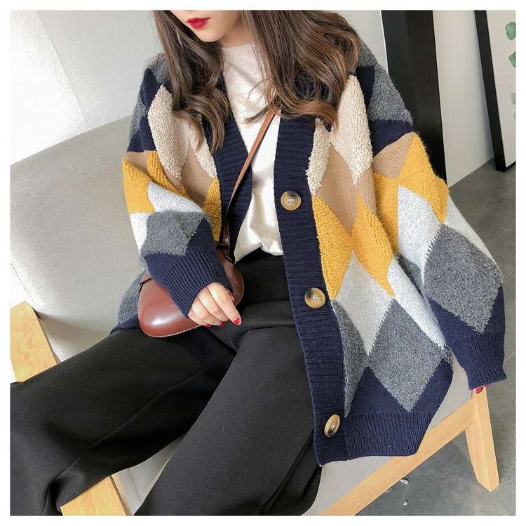 Geometric Pattern Oversized Cardigan image 1