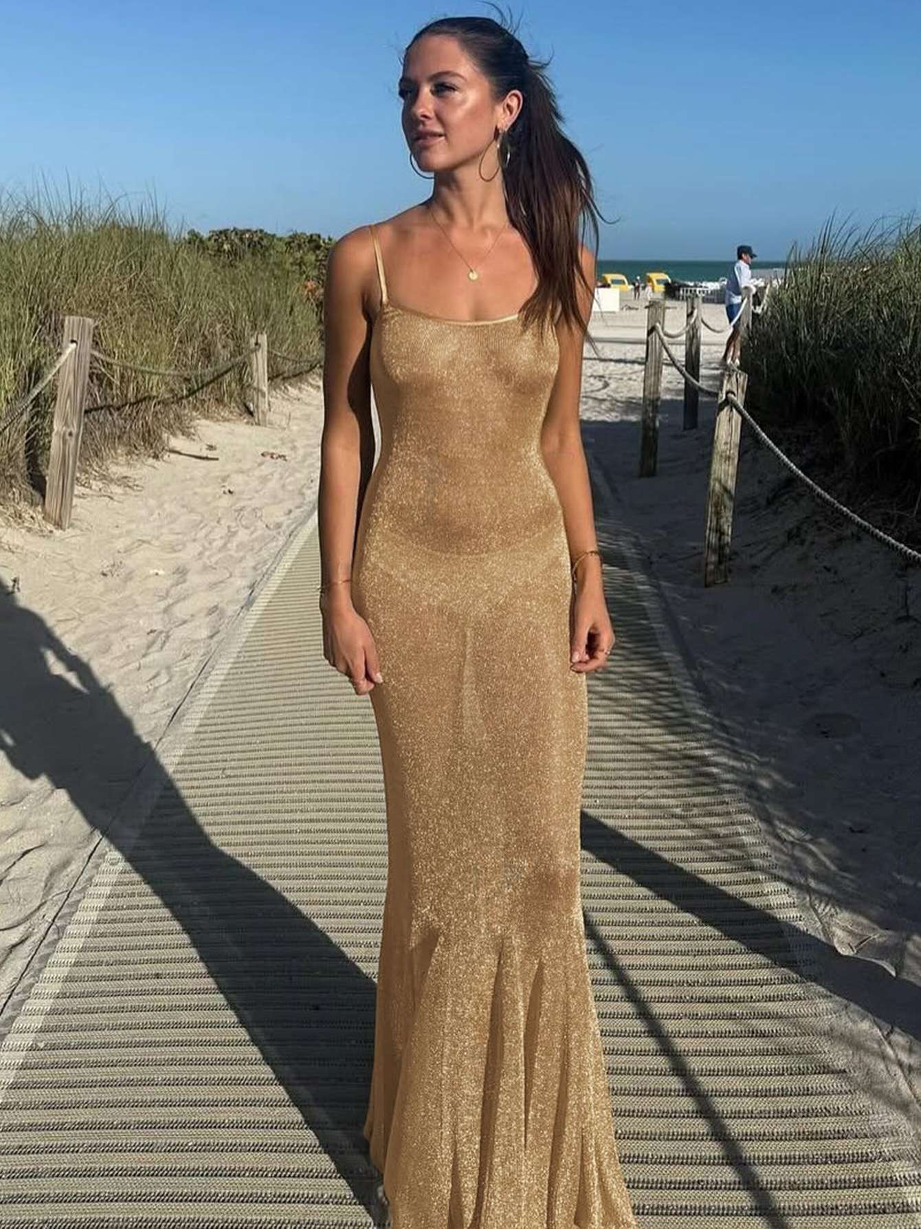Elegant Glitter Maxi Dress with Mermaid Hem image 2