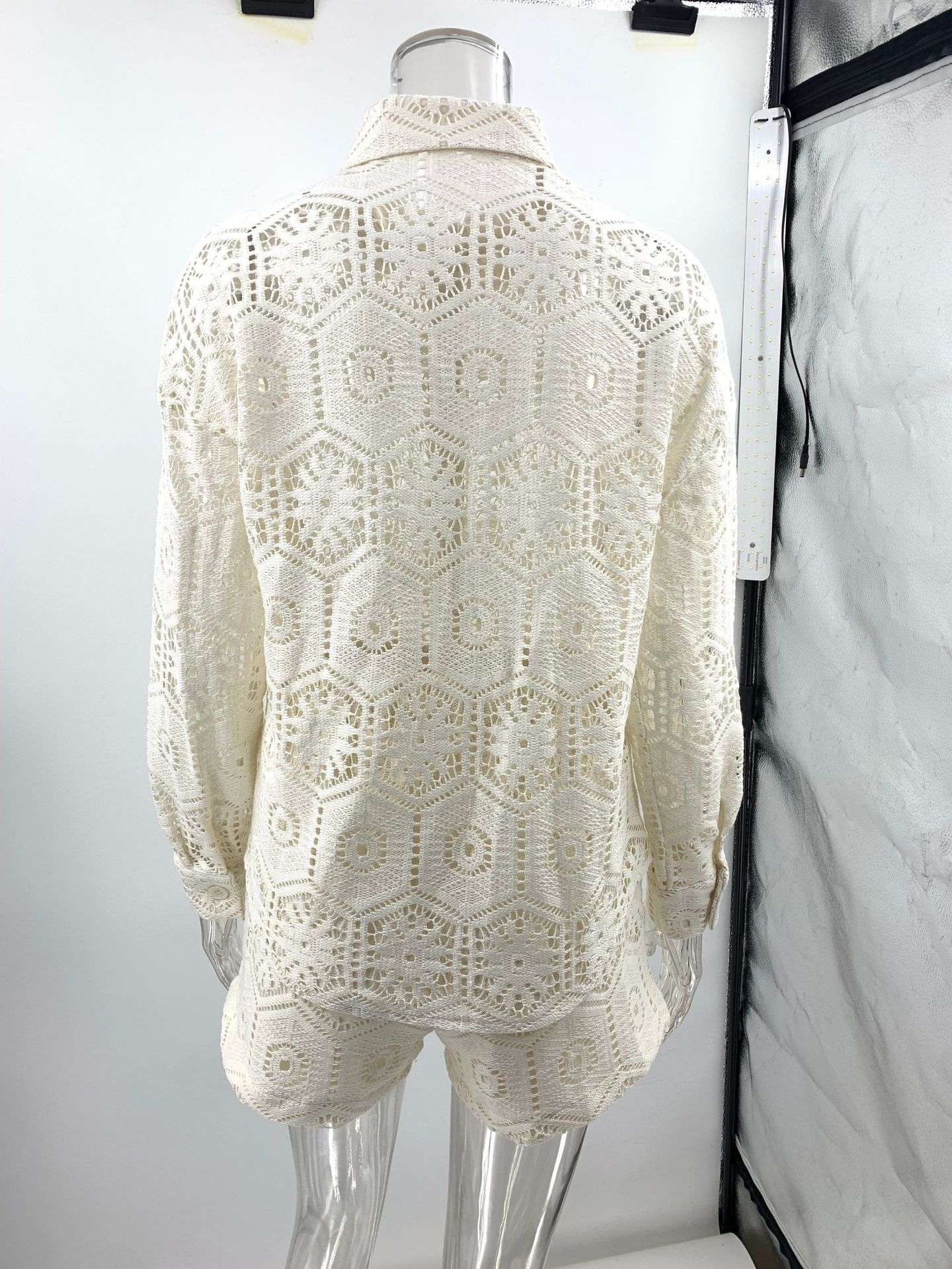 Crochet Button-Up Shorts Set image 4