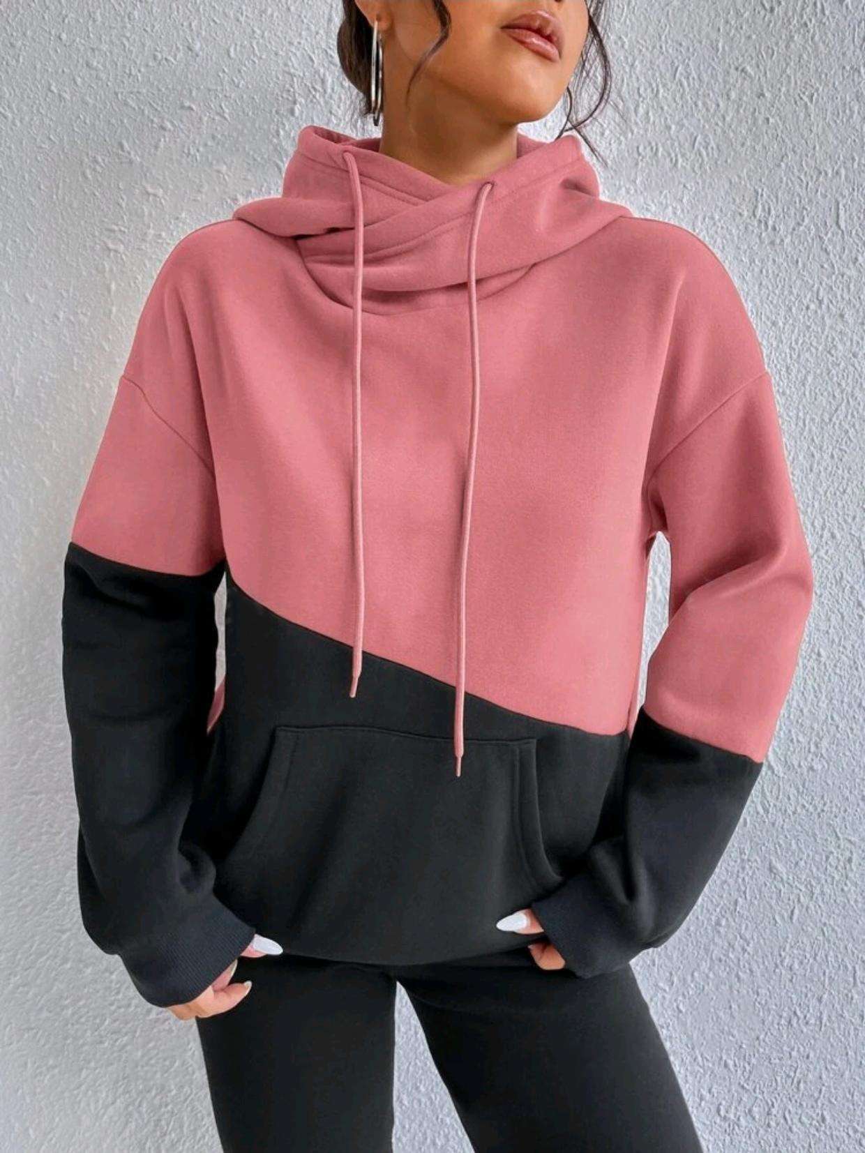 Casual Solid Sweatshirt Hoodie - L, Multi Pink image