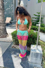 Sexy Multicolor CrochetKnit Bikini Three Piece Swimwear image 1