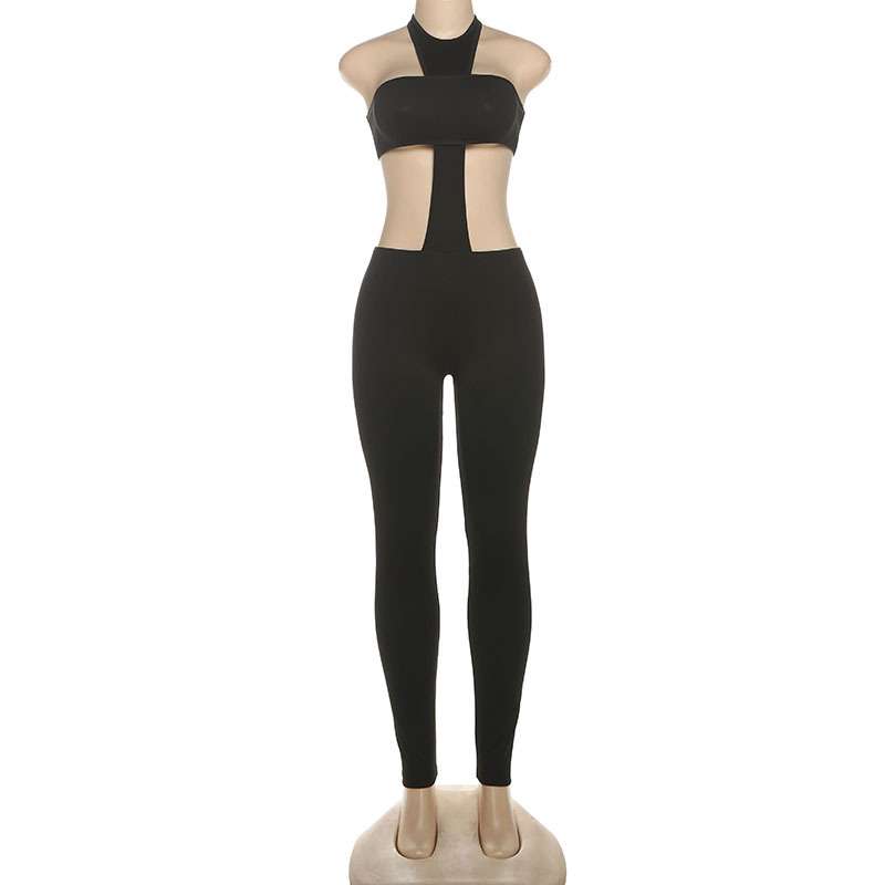 Black Cutout Halter Jumpsuit image 2
