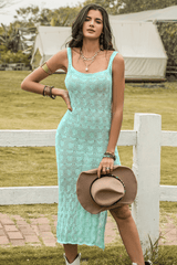 Slim One-Color High-Slit Sweater Dress with Straps image 4