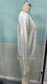 Elegant White V-Neck Blouse image 6