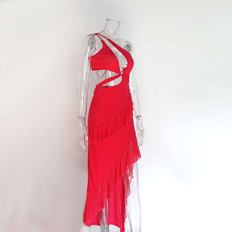 Cut-Out Asymmetrical Dress with Ruffle Details image 4