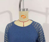 Textured Knit Top with Lace Sleeves image 4