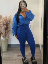 Long Sleeve Zipper Sweatsuit Tracksuits - L, Blue image