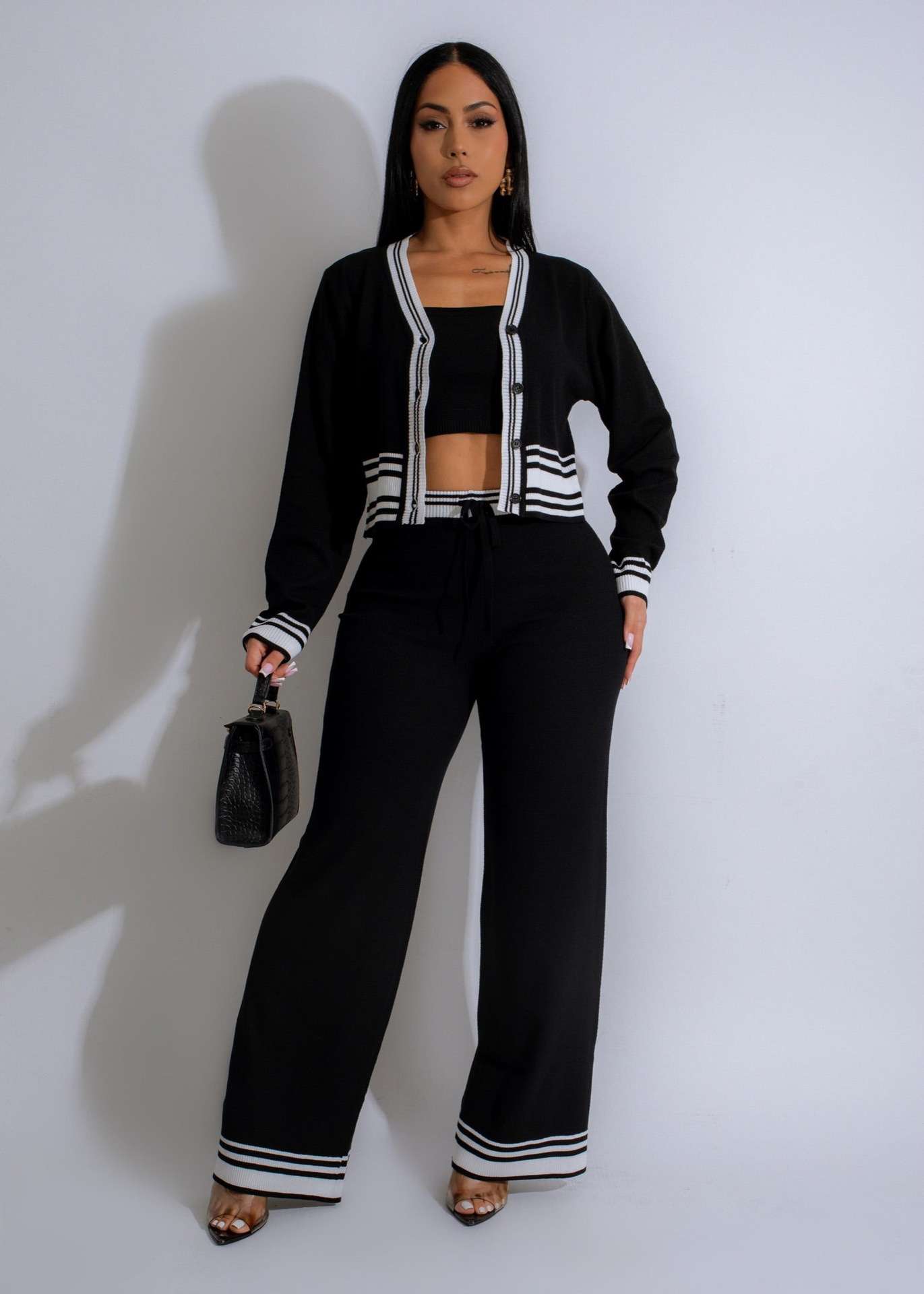 Varsity Luxe Knit Set - L, Black image