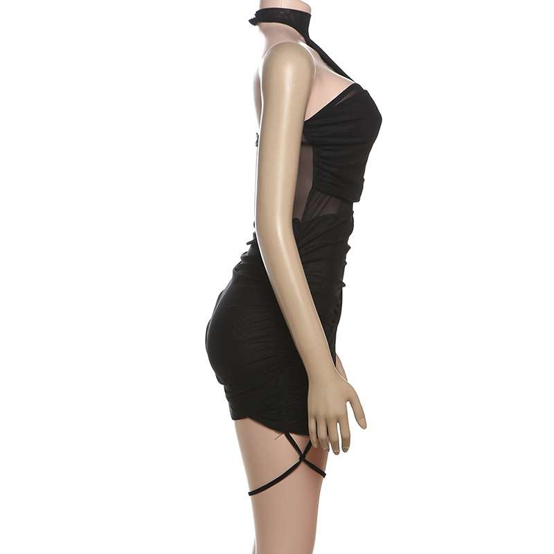 Ruched Mesh Cut-Out Bodycon Dress image 3