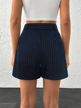 Pinstripe High-Waisted Shorts image 2