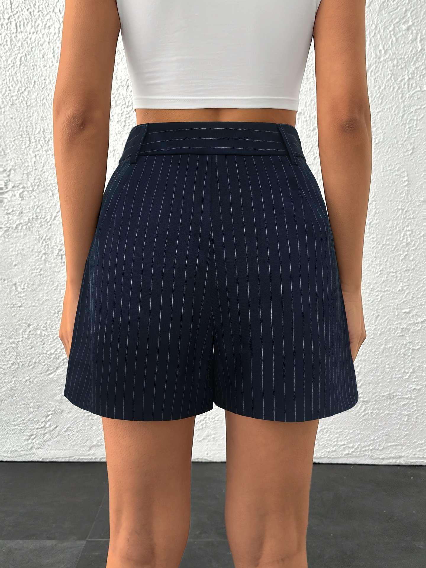 Pinstripe High-Waisted Shorts image 2